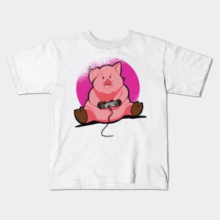 Pink Gamer Pig Kids T-Shirt